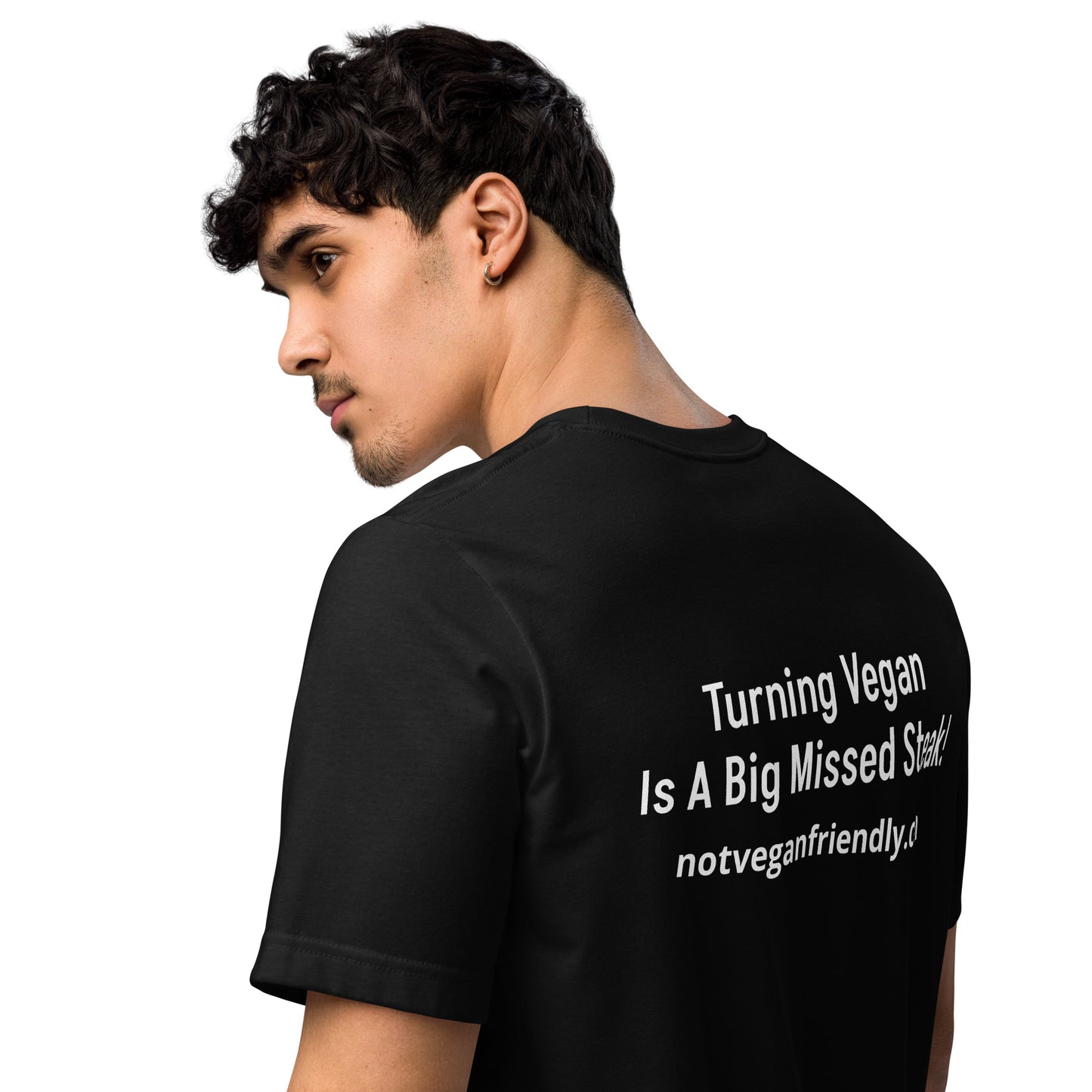 Unisex staple 'Not Vegan Friendly' t-shirt 'big missed steak!'