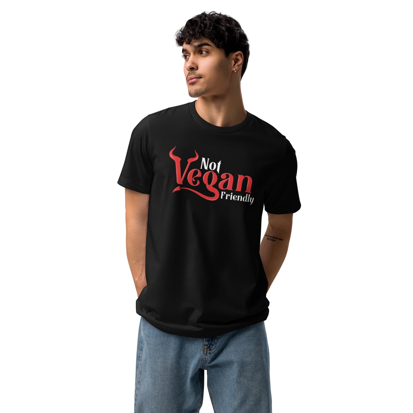 Unisex staple 'Not Vegan Friendly' t-shirt 'big missed steak!'