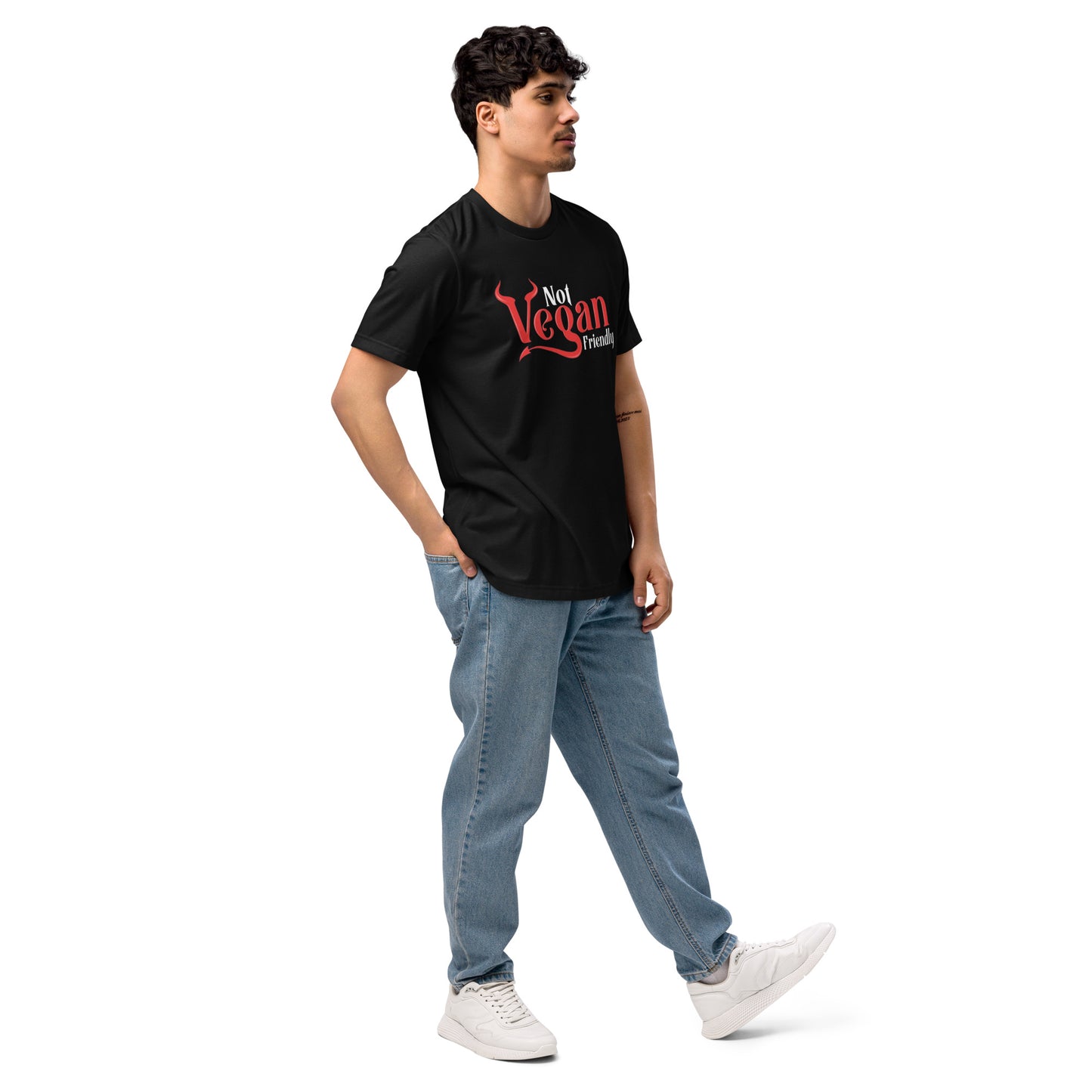 Unisex staple 'Not Vegan Friendly' t-shirt 'big missed steak!'